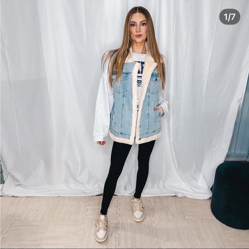 Lindylane Reversible Denim Sherpa Vest Size Small